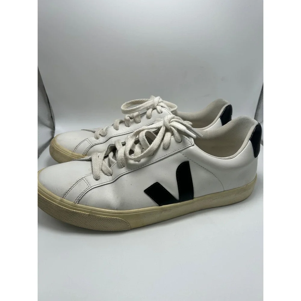 Veja Esplar Sneakers White Black Leather Low Top Lace Up Shoes
